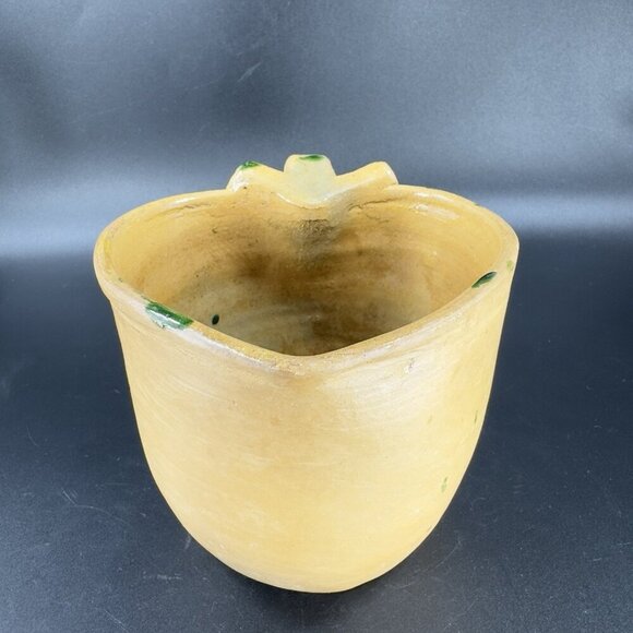 Vintage Stoneware Hand Made Pottery Pitcher Creamer Heart Shaped Green Spots VTG - Picture 14 of 15